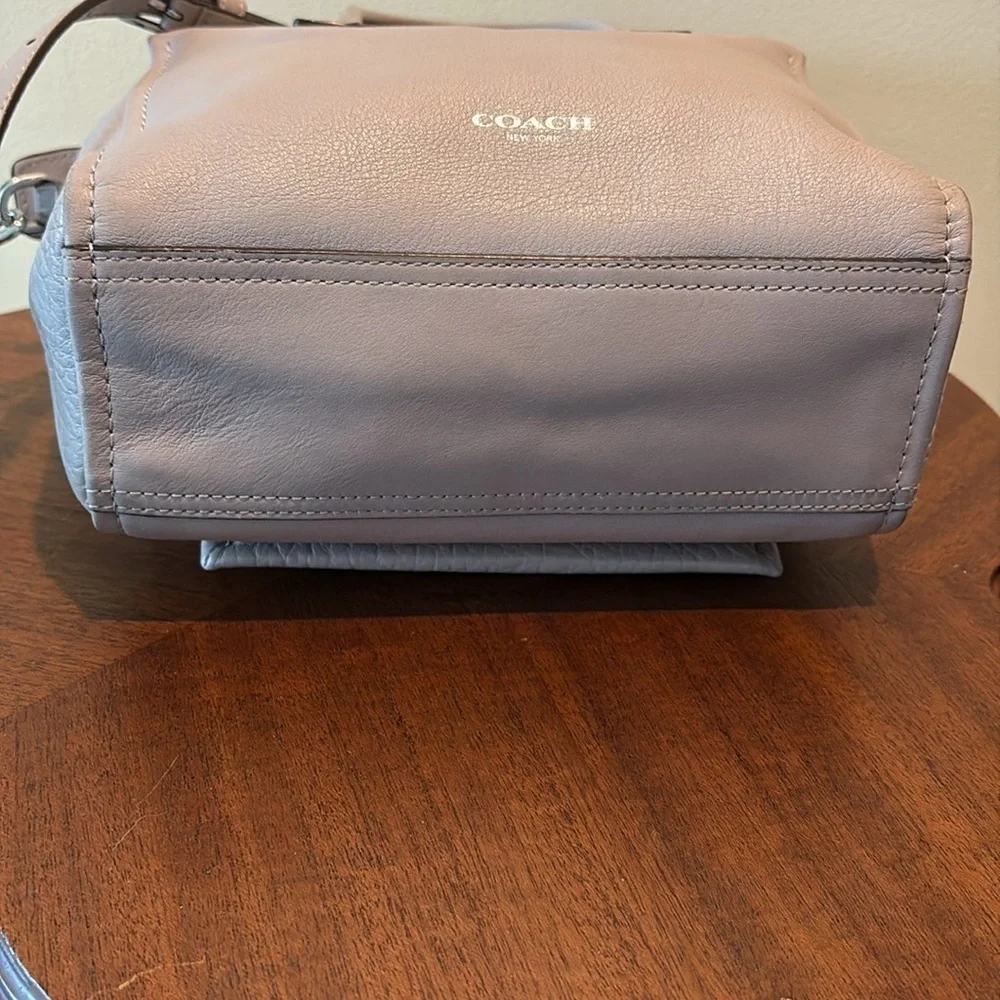 Coach Bleecker  mini Riley Satchel Crossbody bag  leather  gray/taupe excellent